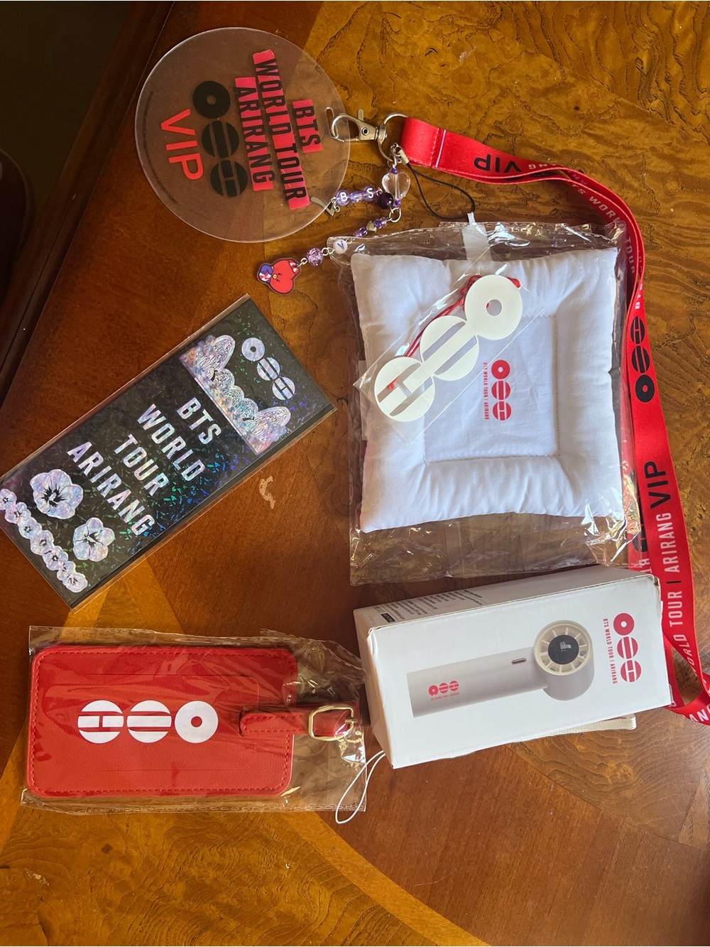 BTS Official Red Luggage Tag and VIP Lanyard Phone Accessory Set